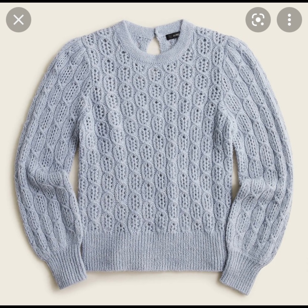 J Crew balloon sleeve cable-knit sweater, Size Small